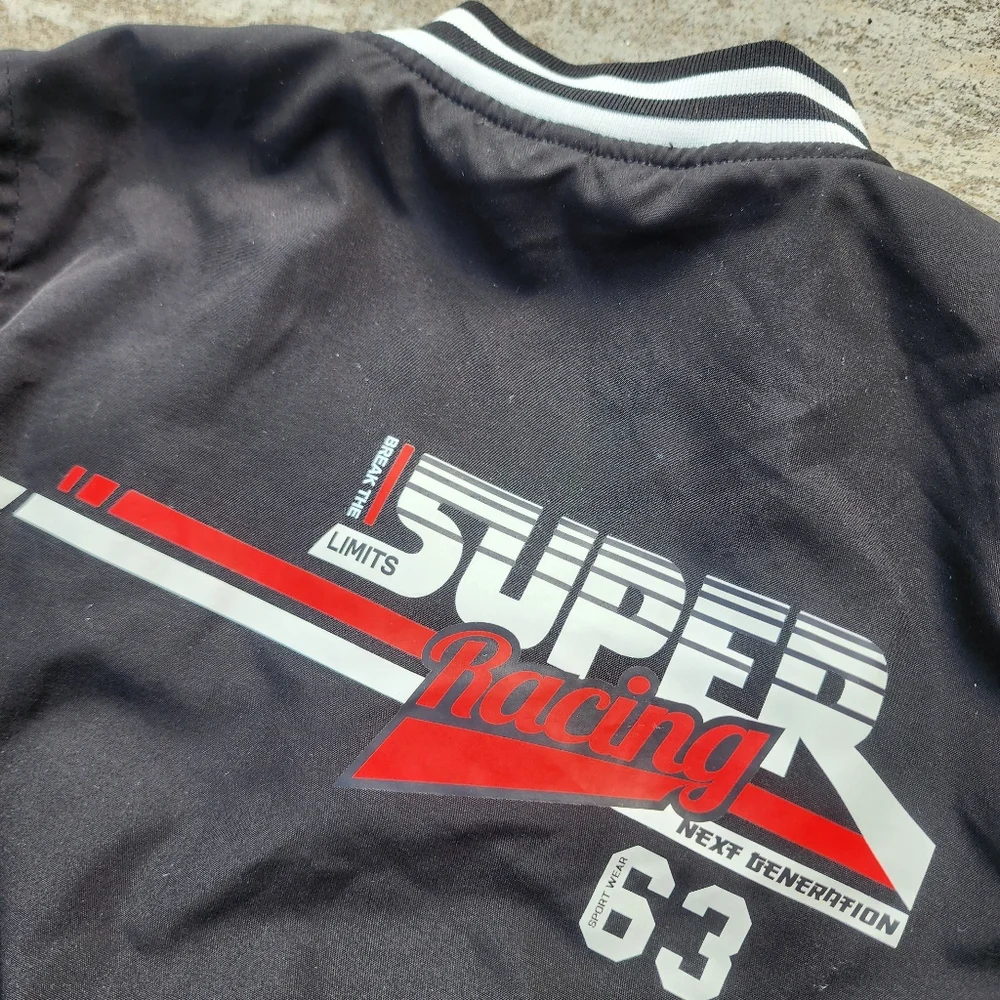 SOHO Boys Club Extreme‎ Black White Racing Jacket, Kids/Youth Sz 6